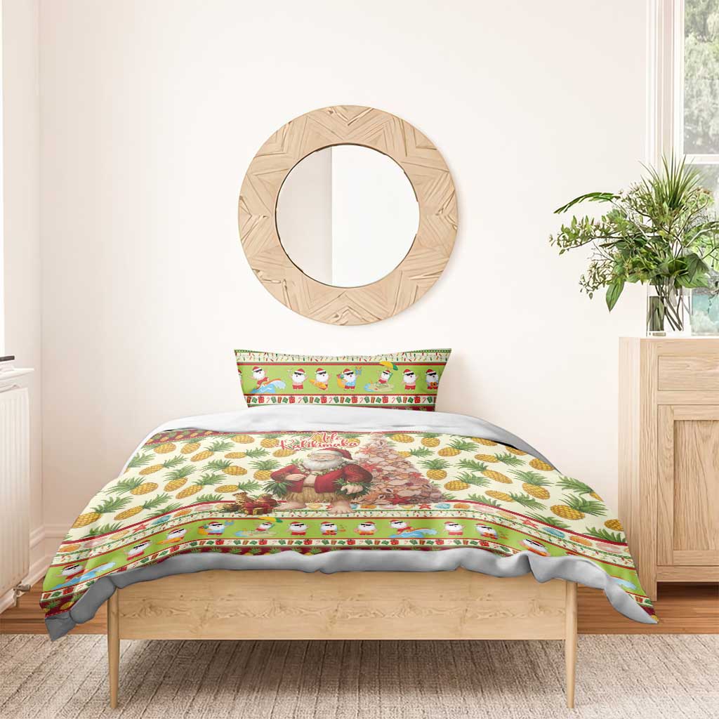 Hawaiian Santa Aloha Pineapple Christmas Bedding Set Mele Kalikimaka - Polynesian Pride
