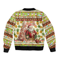 Hawaiian Santa Aloha Pineapple Christmas Bomber Jacket Mele Kalikimaka - Polynesian Pride