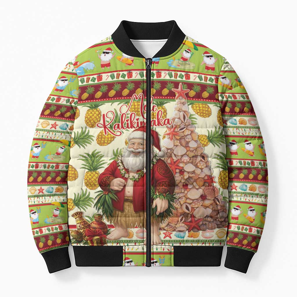 Hawaiian Santa Aloha Pineapple Christmas Bomber Puffer Jacket Mele Kalikimaka - Polynesian Pride