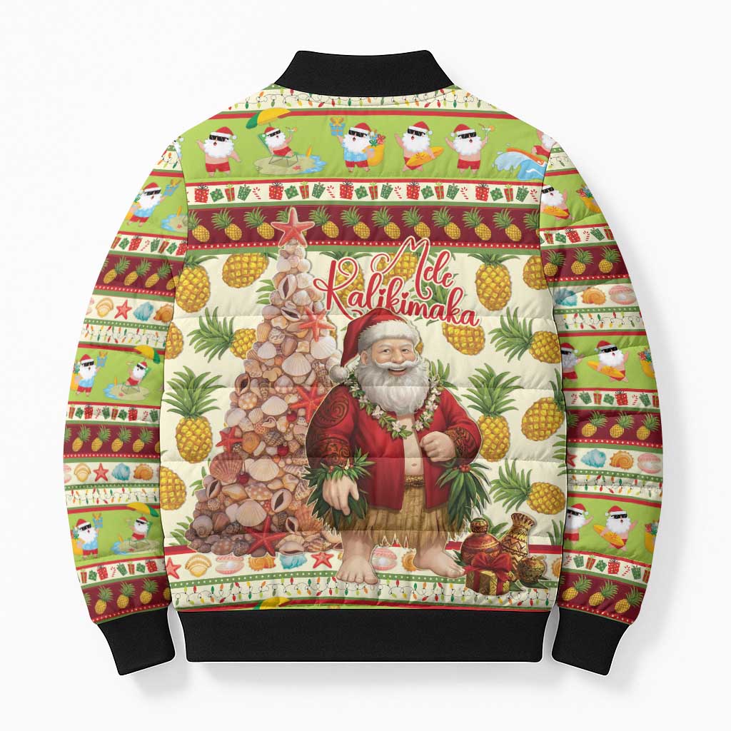 Hawaiian Santa Aloha Pineapple Christmas Bomber Puffer Jacket Mele Kalikimaka - Polynesian Pride