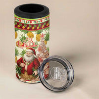 Hawaiian Santa Aloha Pineapple Christmas 4 in 1 Can Cooler Tumbler Mele Kalikimaka - Polynesian Pride