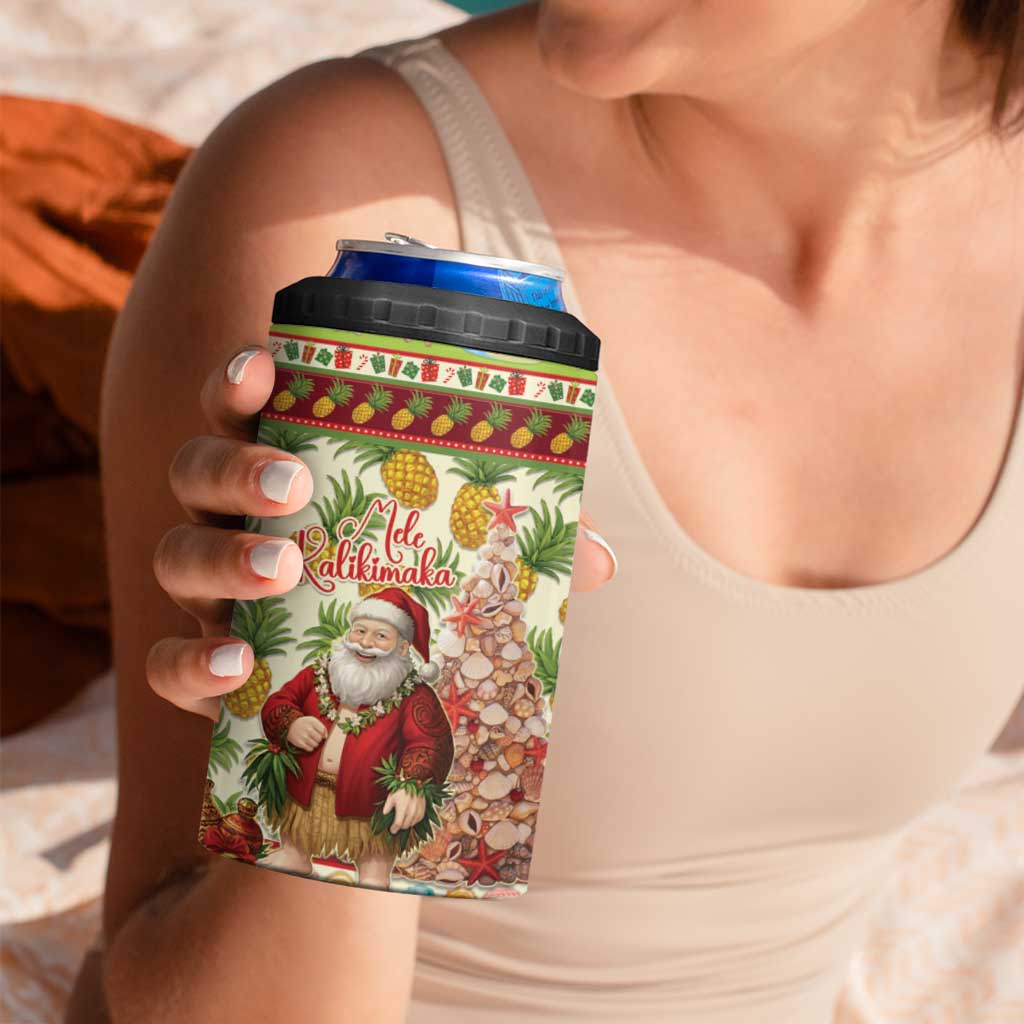 Hawaiian Santa Aloha Pineapple Christmas 4 in 1 Can Cooler Tumbler Mele Kalikimaka - Polynesian Pride