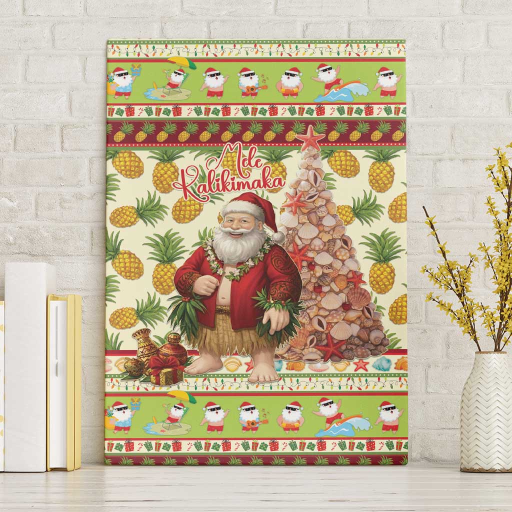 Hawaiian Santa Aloha Pineapple Christmas Canvas Wall Art Mele Kalikimaka - Polynesian Pride