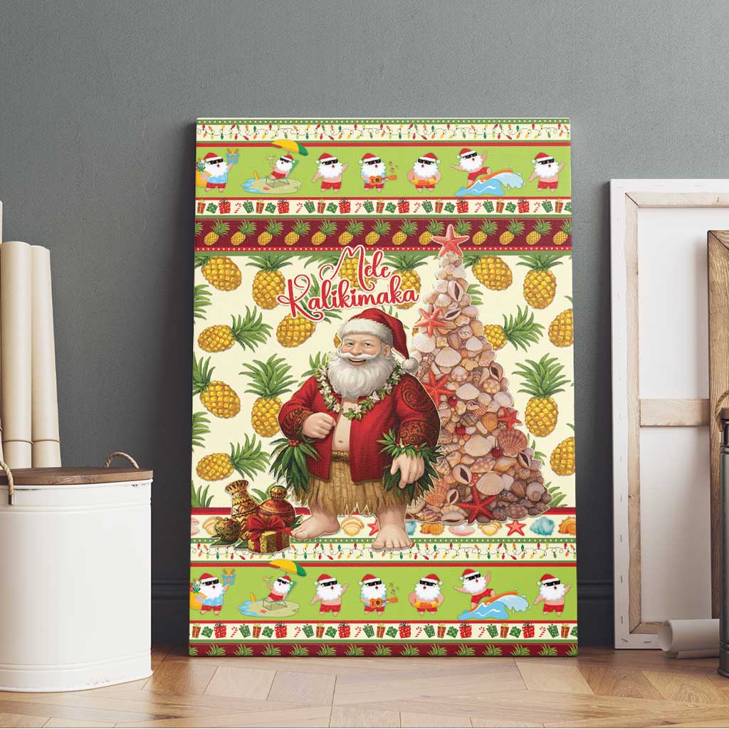 Hawaiian Santa Aloha Pineapple Christmas Canvas Wall Art Mele Kalikimaka - Polynesian Pride