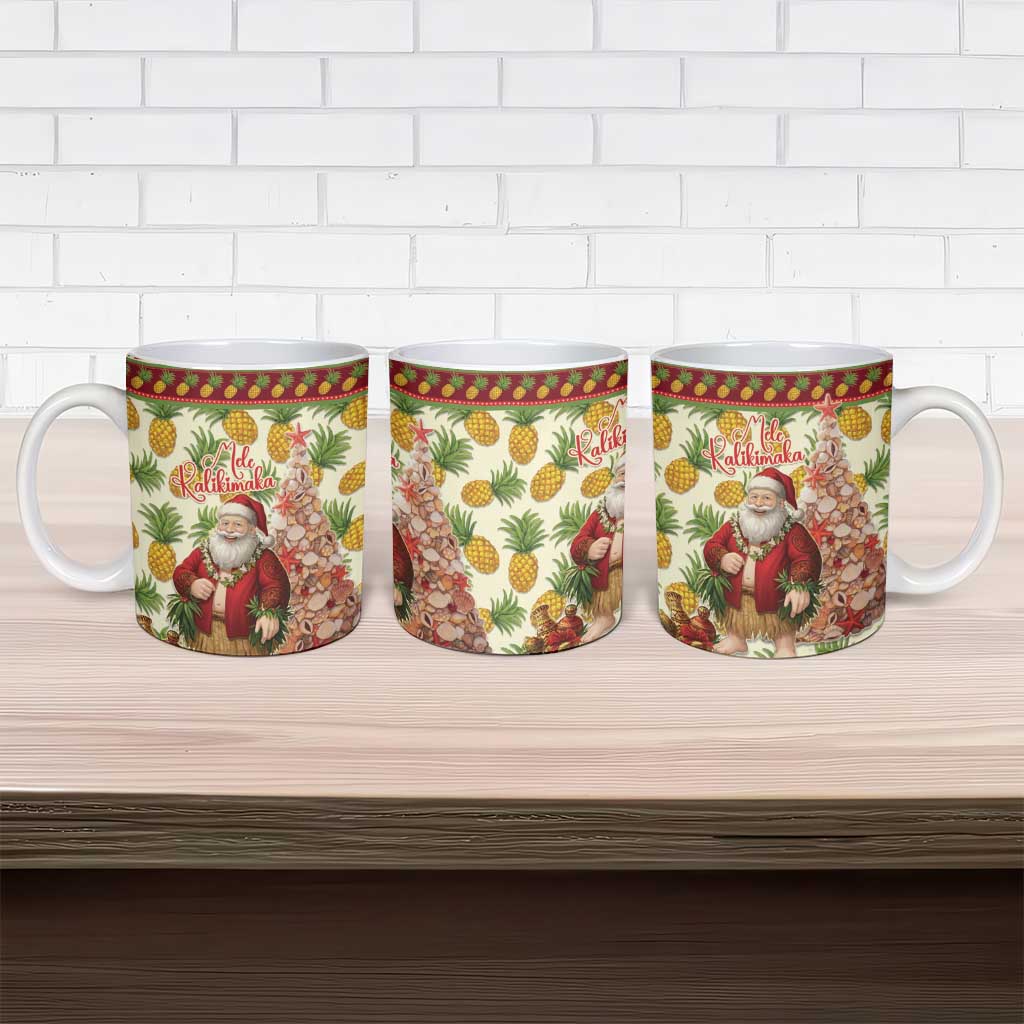 Hawaiian Santa Aloha Pineapple Christmas Ceramic Mug Mele Kalikimaka - Polynesian Pride