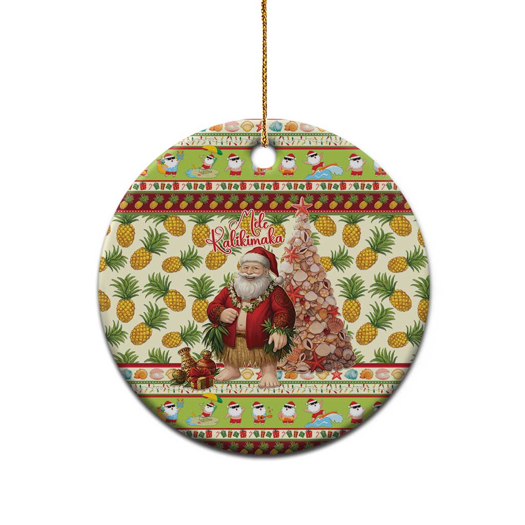 Hawaiian Santa Aloha Pineapple Christmas Ceramic Ornament Mele Kalikimaka - Polynesian Pride