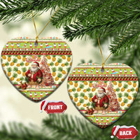 Hawaiian Santa Aloha Pineapple Christmas Ceramic Ornament Mele Kalikimaka - Polynesian Pride