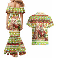 Hawaiian Santa Aloha Pineapple Christmas Couples Matching Mermaid Dress and Hawaiian Shirt Mele Kalikimaka - Polynesian Pride