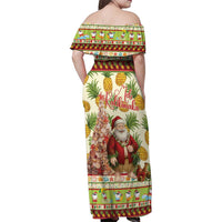 Hawaiian Santa Aloha Pineapple Christmas Family Matching Off Shoulder Maxi Dress and Hawaiian Shirt Mele Kalikimaka - Polynesian Pride