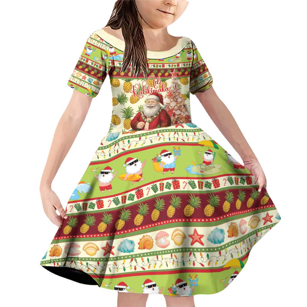 Hawaiian Santa Aloha Pineapple Christmas Family Matching Off Shoulder Short Dress and Hawaiian Shirt Mele Kalikimaka - Polynesian Pride