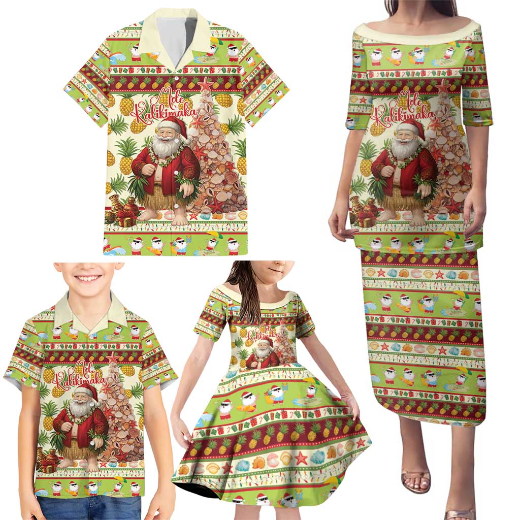 Hawaiian Santa Aloha Pineapple Christmas Family Matching Puletasi and Hawaiian Shirt Mele Kalikimaka - Polynesian Pride