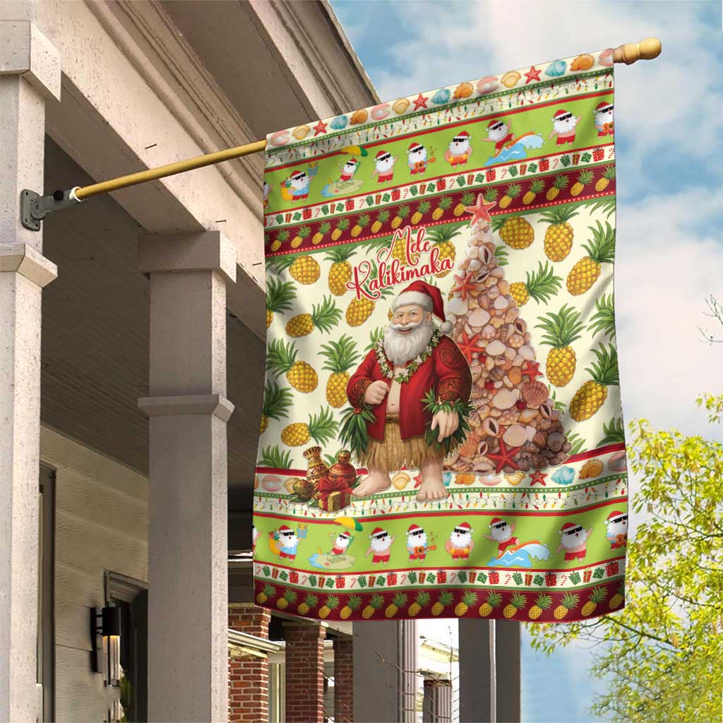 Hawaiian Santa Aloha Pineapple Christmas Garden Flag Mele Kalikimaka - Polynesian Pride