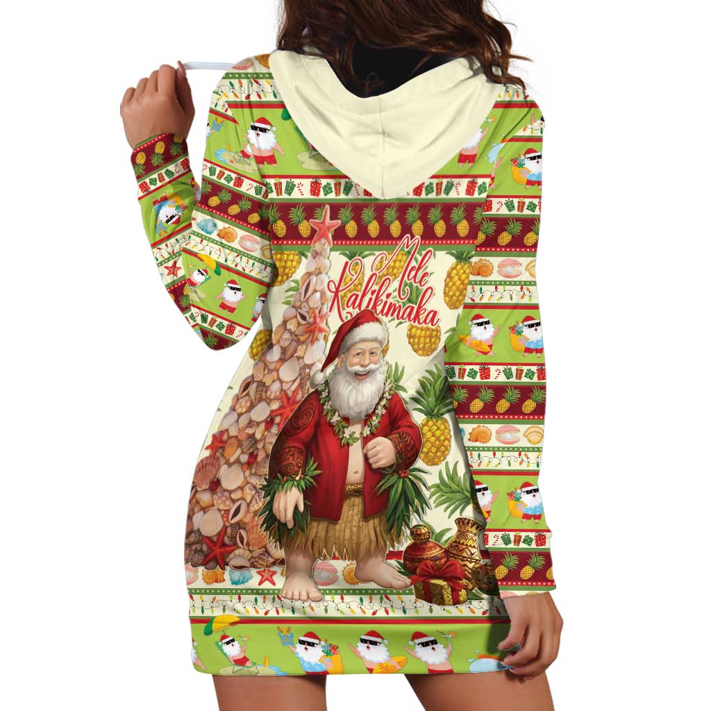 Hawaiian Santa Aloha Pineapple Christmas Hoodie Dress Mele Kalikimaka - Polynesian Pride