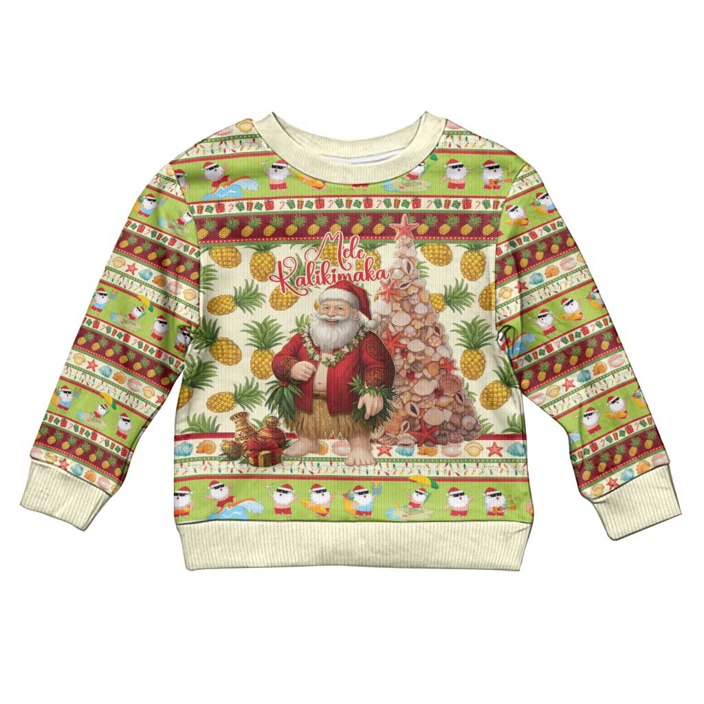 Hawaiian Santa Aloha Pineapple Christmas Kid Ugly Christmas Sweater Mele Kalikimaka - Polynesian Pride