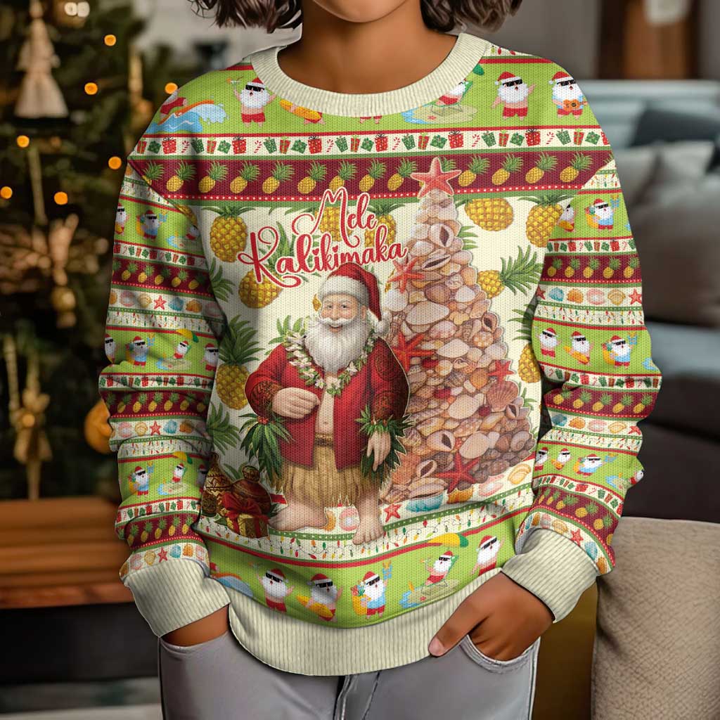 Hawaiian Santa Aloha Pineapple Christmas Kid Ugly Christmas Sweater Mele Kalikimaka - Polynesian Pride