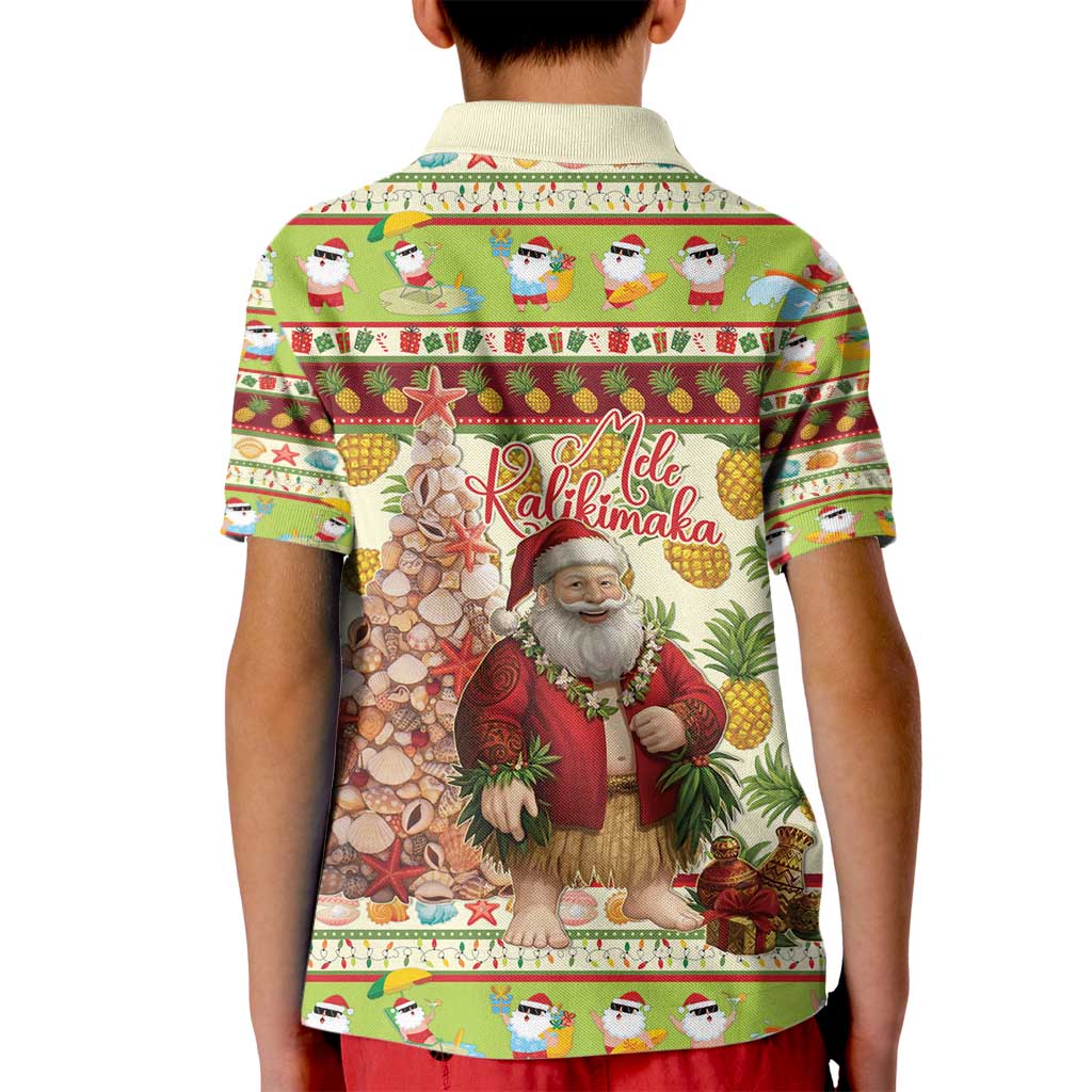 Hawaiian Santa Aloha Pineapple Christmas Kid Polo Shirt Mele Kalikimaka - Polynesian Pride