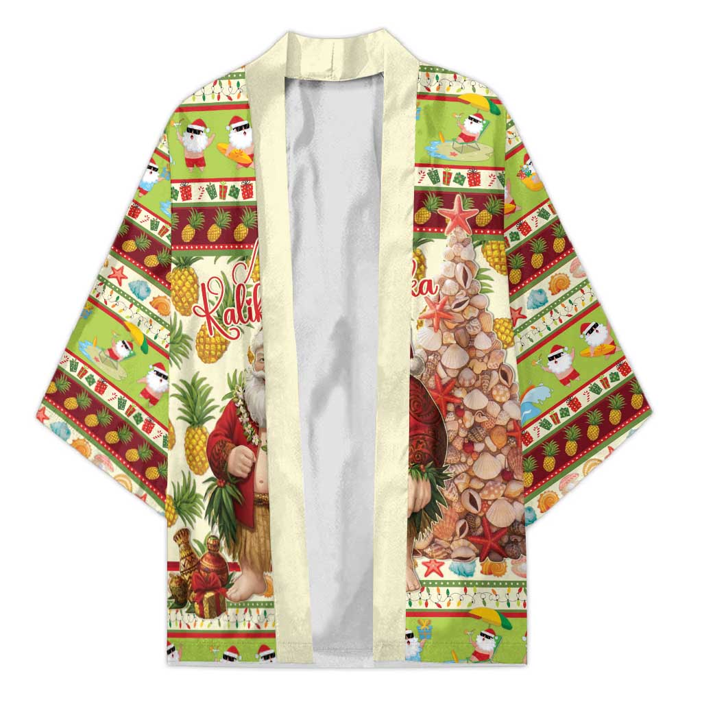 Hawaiian Santa Aloha Pineapple Christmas Kimono Mele Kalikimaka - Polynesian Pride