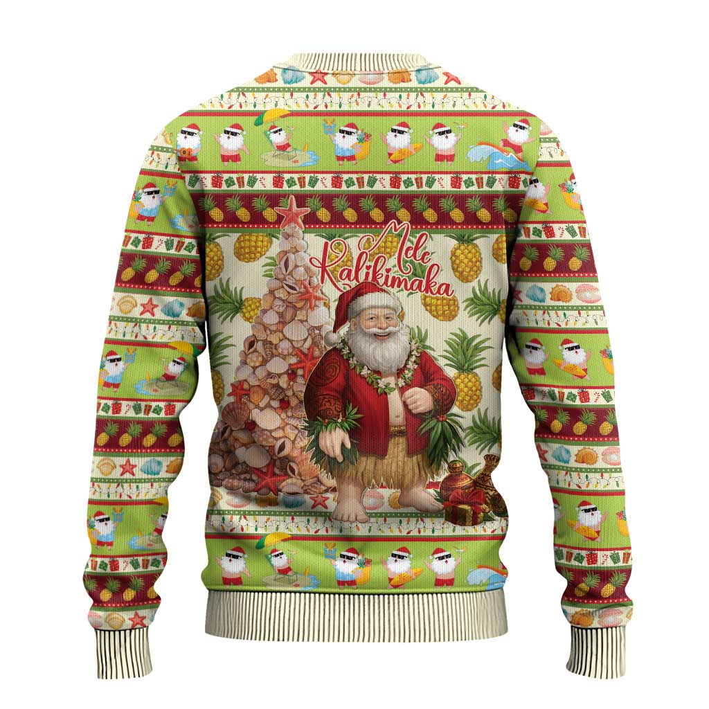 Hawaiian Santa Aloha Pineapple Christmas Ugly Christmas Sweater Mele Kalikimaka - Polynesian Pride