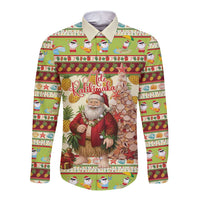 Hawaiian Santa Aloha Pineapple Christmas Long Sleeve Button Shirt Mele Kalikimaka - Polynesian Pride