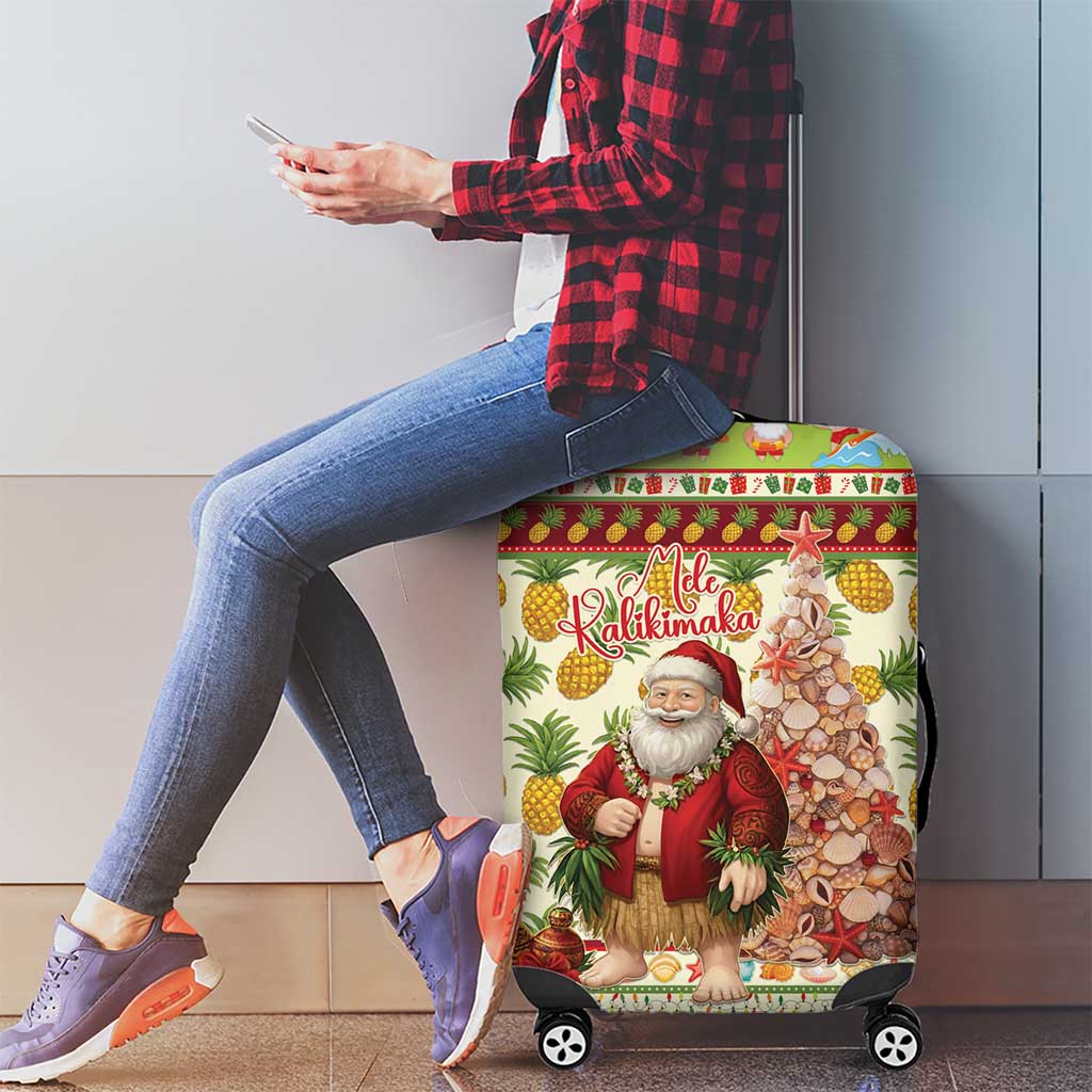 Hawaiian Santa Aloha Pineapple Christmas Luggage Cover Mele Kalikimaka - Polynesian Pride