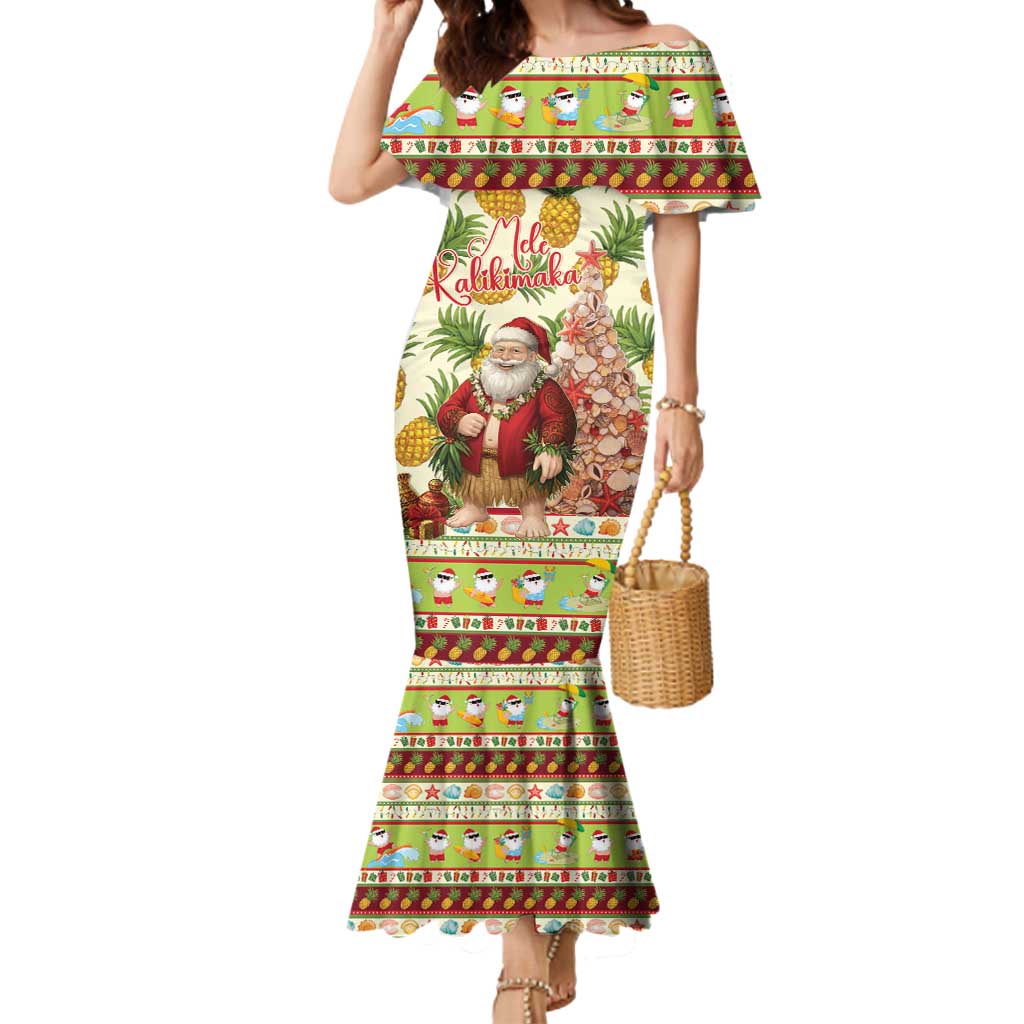 Hawaiian Santa Aloha Pineapple Christmas Mermaid Dress Mele Kalikimaka - Polynesian Pride