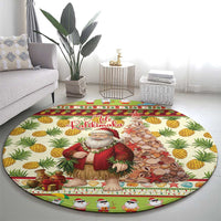 Hawaiian Santa Aloha Pineapple Christmas Round Carpet Mele Kalikimaka - Polynesian Pride