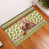 Hawaiian Santa Aloha Pineapple Christmas Rubber Doormat Mele Kalikimaka - Polynesian Pride