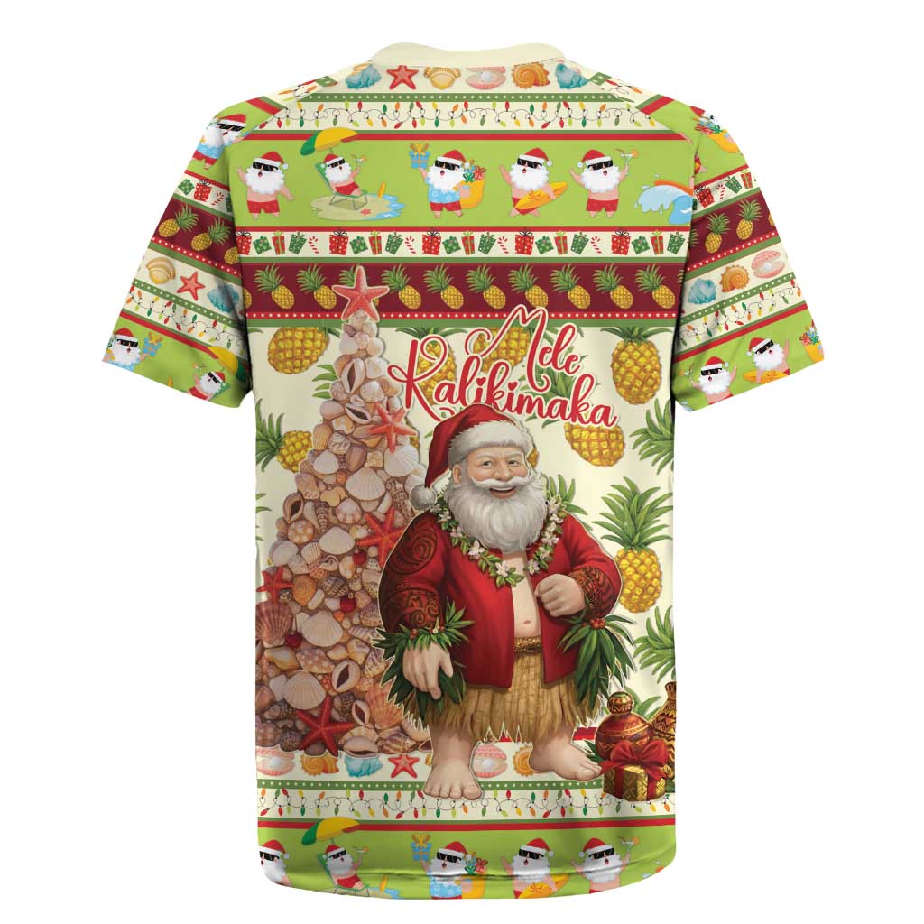 Hawaiian Santa Aloha Pineapple Christmas Rugby Jersey Mele Kalikimaka - Polynesian Pride