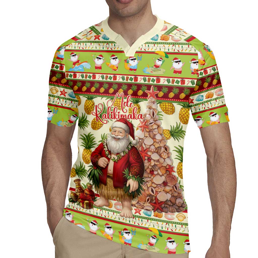 Hawaiian Santa Aloha Pineapple Christmas Rugby Jersey Mele Kalikimaka - Polynesian Pride