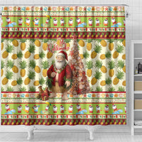 Hawaiian Santa Aloha Pineapple Christmas Shower Curtain Mele Kalikimaka - Polynesian Pride