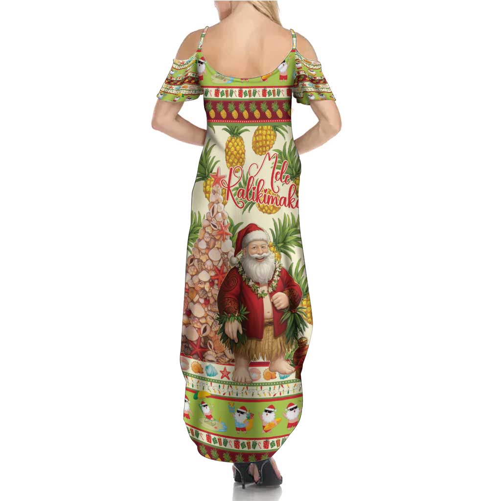 Hawaiian Santa Aloha Pineapple Christmas Summer Maxi Dress Mele Kalikimaka - Polynesian Pride