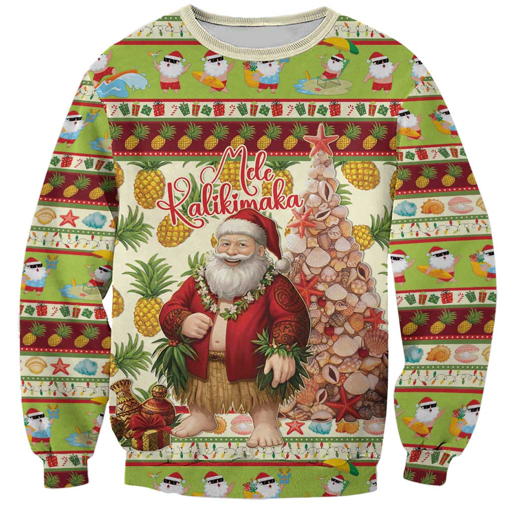 Hawaiian Santa Aloha Pineapple Christmas Sweatshirt Mele Kalikimaka - Polynesian Pride