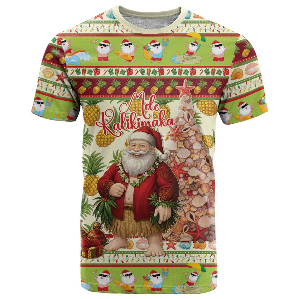 Hawaiian Santa Aloha Pineapple Christmas T Shirt Mele Kalikimaka - Polynesian Pride