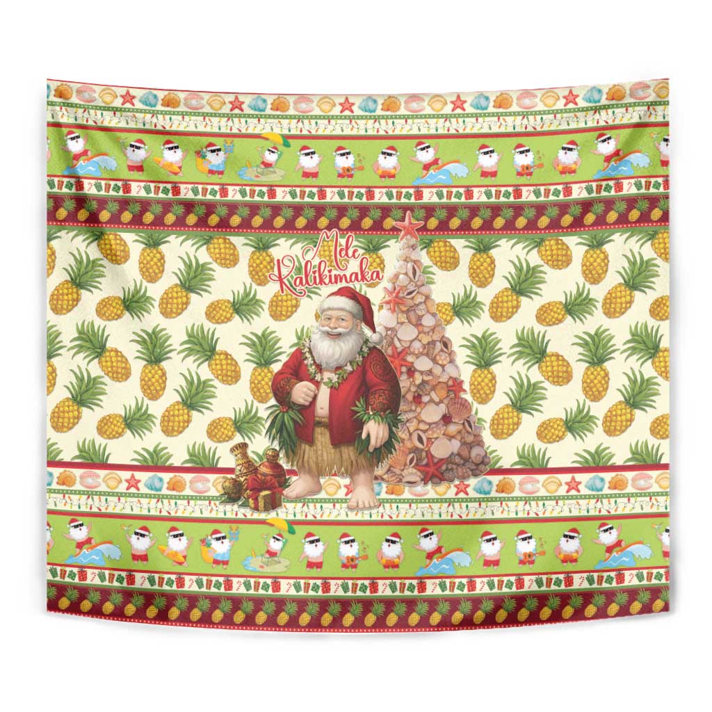 Hawaiian Santa Aloha Pineapple Christmas Tapestry Mele Kalikimaka - Polynesian Pride