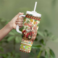 Hawaiian Santa Aloha Pineapple Christmas Tumbler With Handle Mele Kalikimaka - Polynesian Pride
