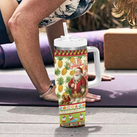 Hawaiian Santa Aloha Pineapple Christmas Tumbler With Handle Mele Kalikimaka - Polynesian Pride