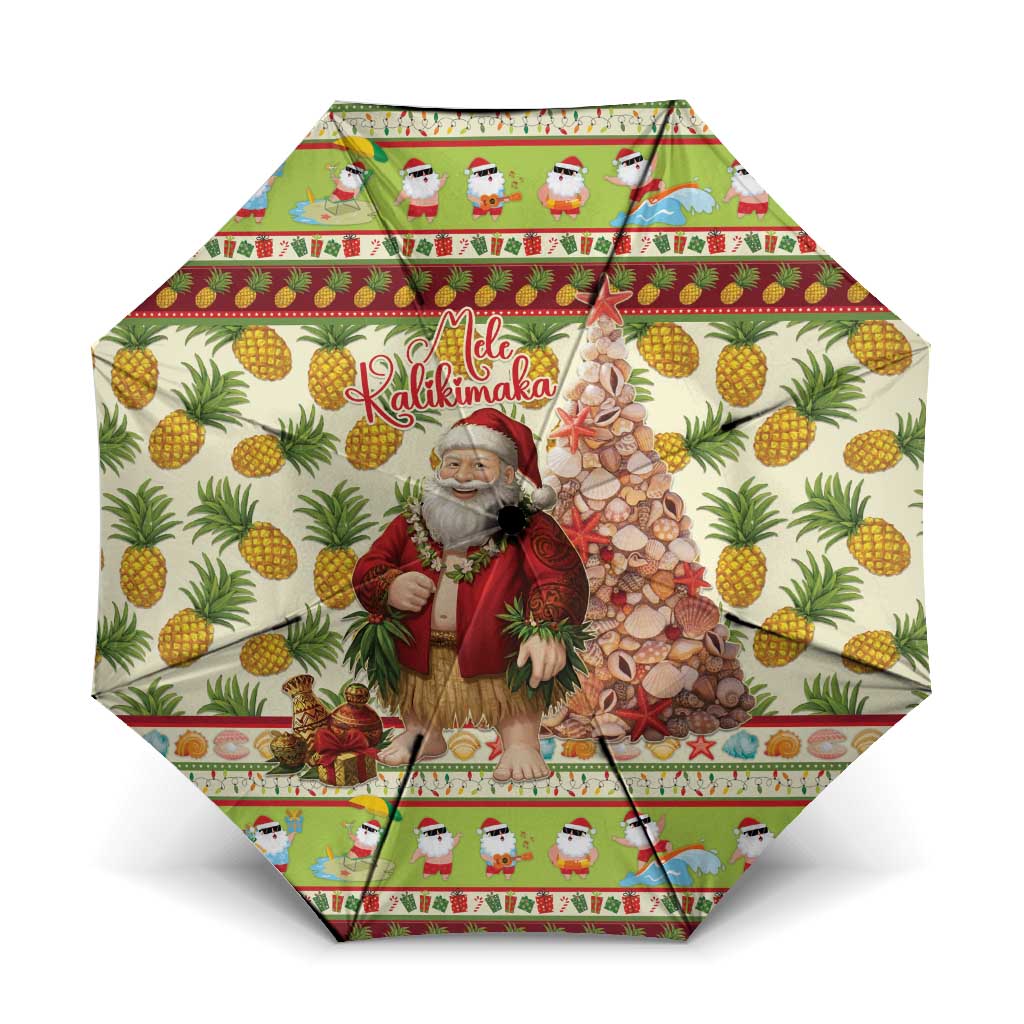 Hawaiian Santa Aloha Pineapple Christmas Umbrella Mele Kalikimaka - Polynesian Pride