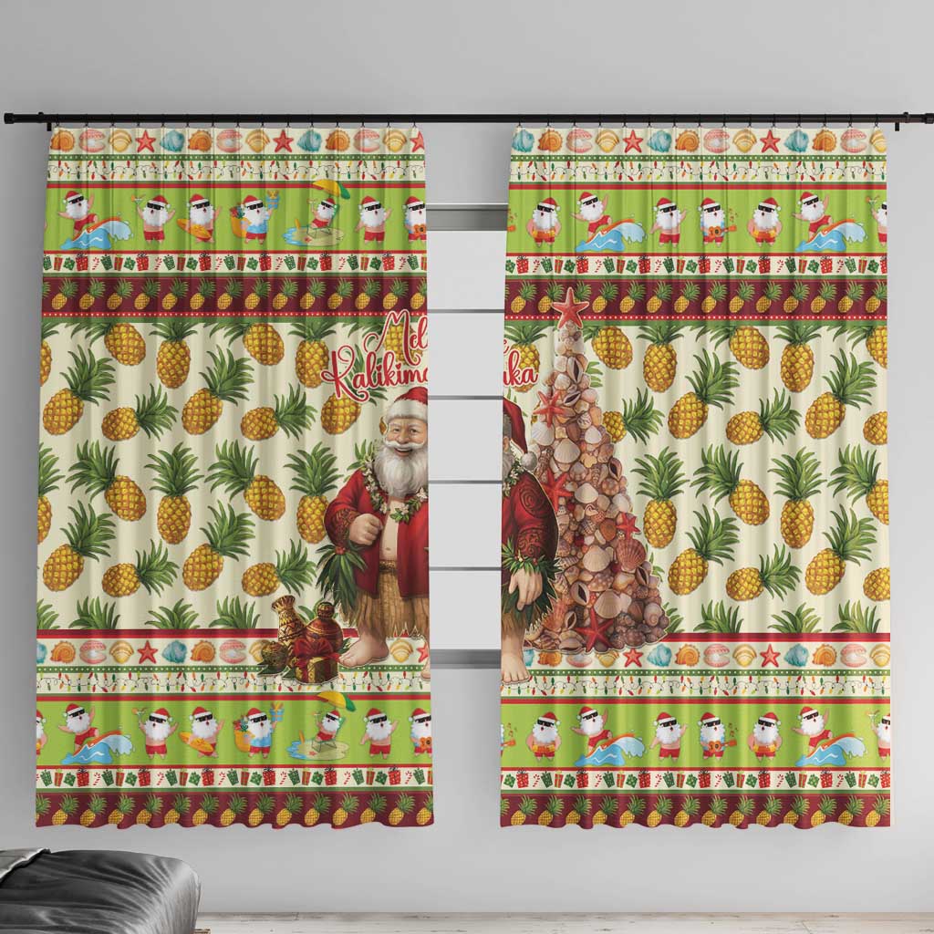 Hawaiian Santa Aloha Pineapple Christmas Window Curtain Mele Kalikimaka - Polynesian Pride