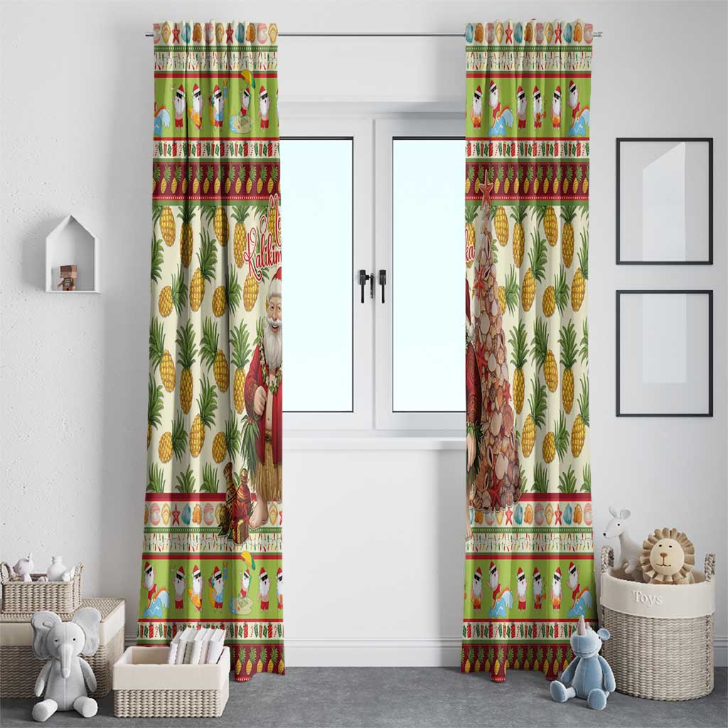 Hawaiian Santa Aloha Pineapple Christmas Window Curtain Mele Kalikimaka - Polynesian Pride