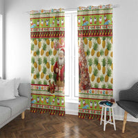 Hawaiian Santa Aloha Pineapple Christmas Window Curtain Mele Kalikimaka - Polynesian Pride
