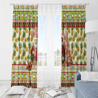 Hawaiian Santa Aloha Pineapple Christmas Window Curtain Mele Kalikimaka - Polynesian Pride