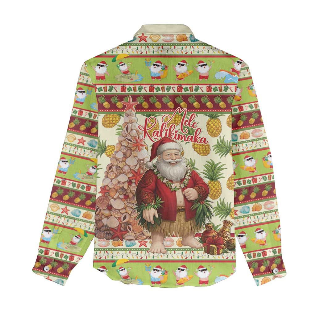 Hawaiian Santa Aloha Pineapple Christmas Women Casual Shirt Mele Kalikimaka - Polynesian Pride