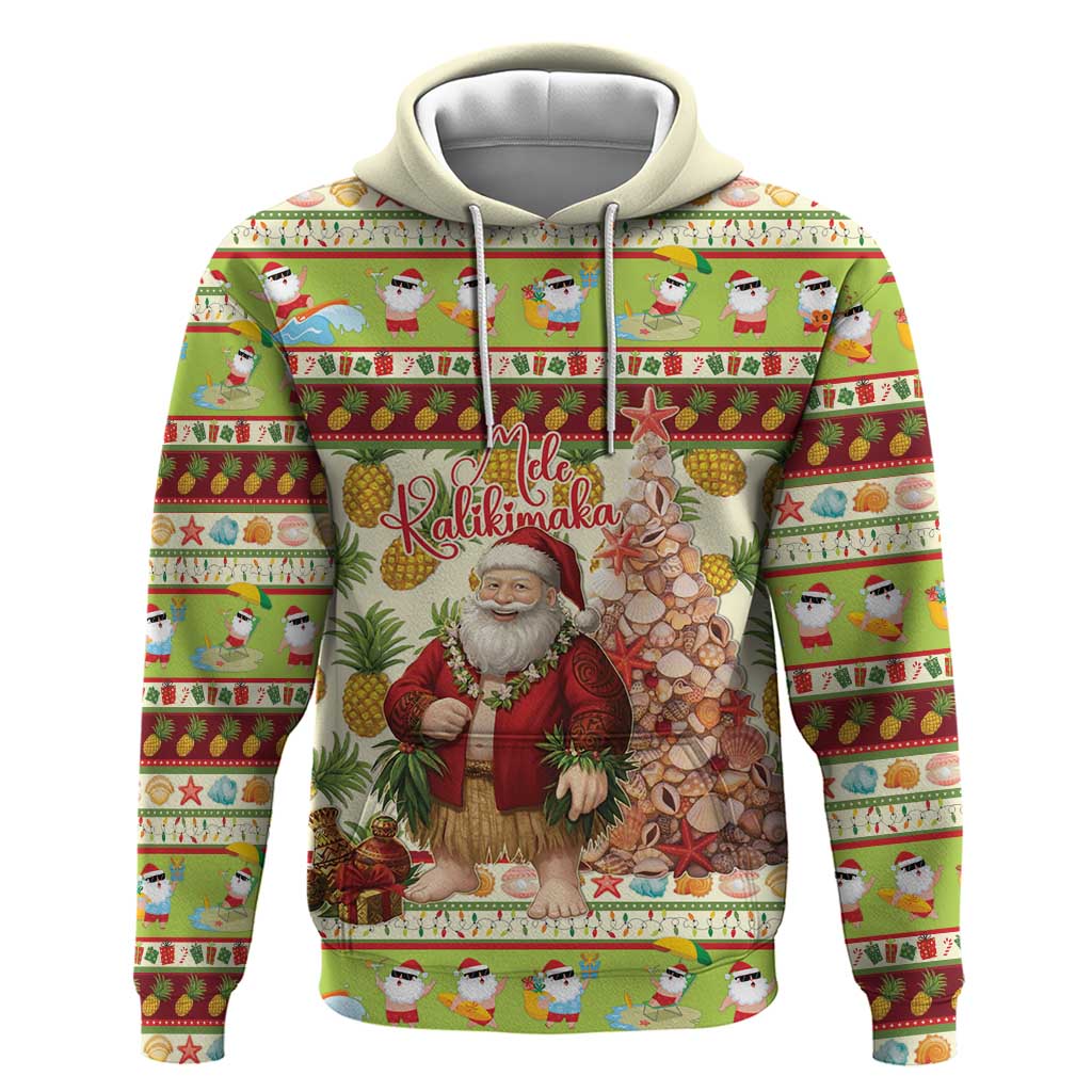 Hawaiian Santa Aloha Pineapple Christmas Zip Hoodie Mele Kalikimaka - Polynesian Pride