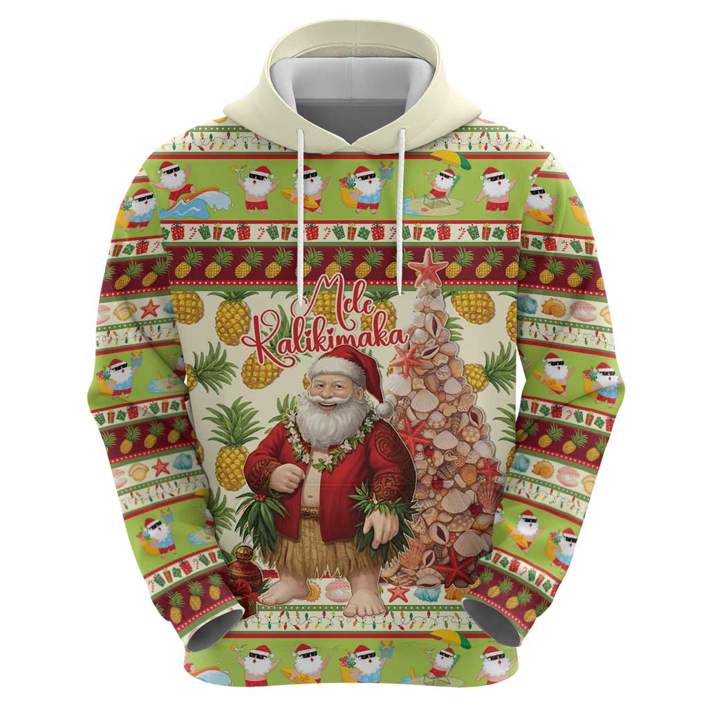Hawaiian Santa Aloha Pineapple Christmas Zip Hoodie Mele Kalikimaka - Polynesian Pride