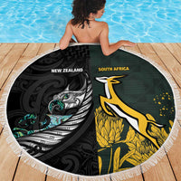 New Zealand and South Africa Rugby Beach Blanket Silver Fern With Springboks