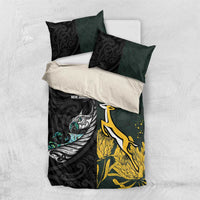 New Zealand and South Africa Rugby Bedding Set Silver Fern With Springboks