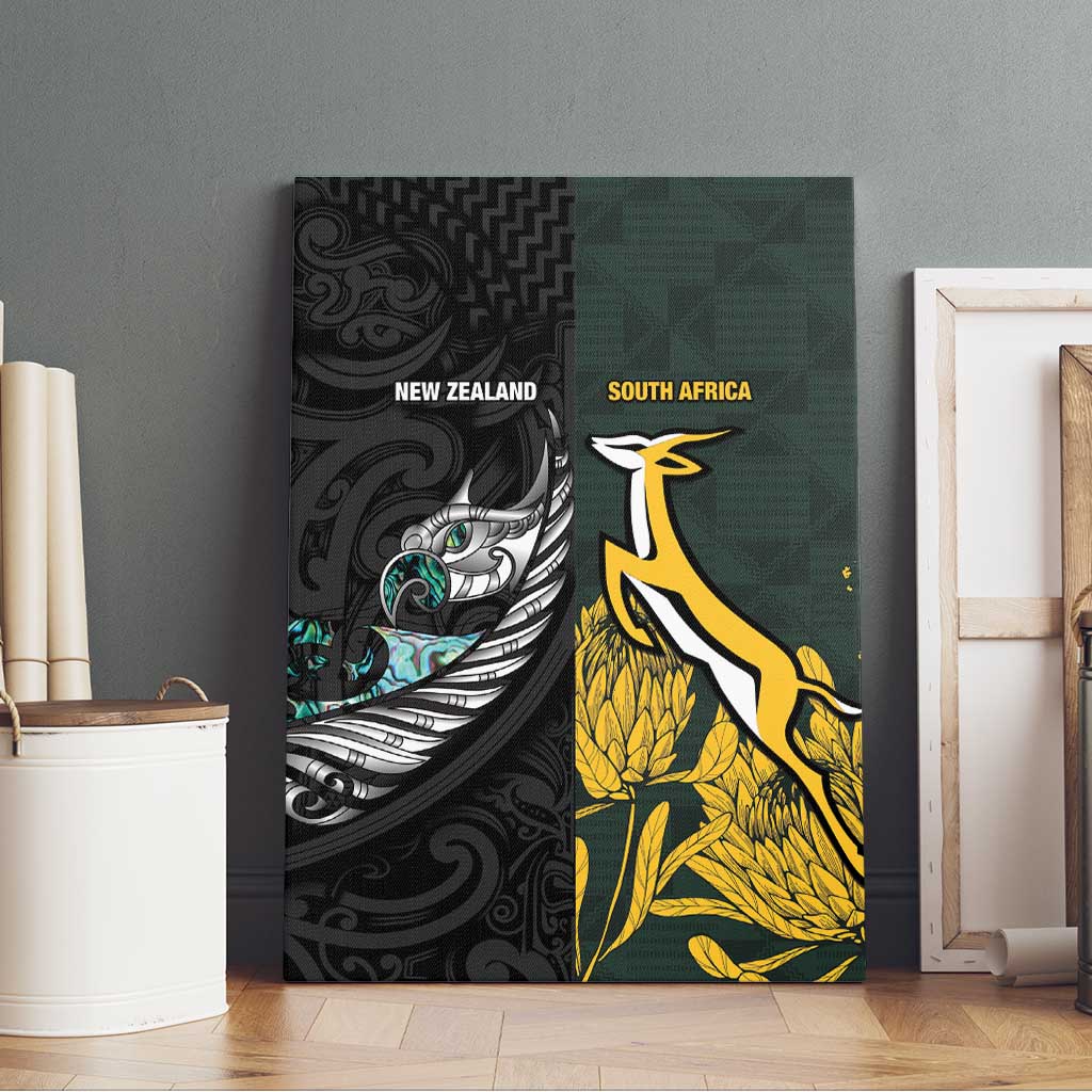 New Zealand and South Africa Rugby Canvas Wall Art Silver Fern With Springboks