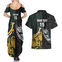 New Zealand and South Africa Rugby Custom Couples Matching Summer Maxi Dress and Hawaiian Shirt Silver Fern With Springboks