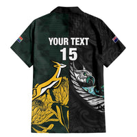 New Zealand and South Africa Rugby Custom Family Matching Mermaid Dress and Hawaiian Shirt Silver Fern With Springboks