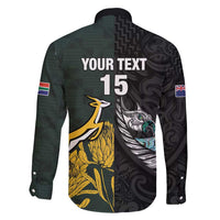 New Zealand and South Africa Rugby Custom Family Matching Summer Maxi Dress and Hawaiian Shirt Silver Fern With Springboks